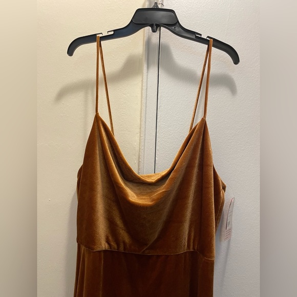 NWT After Six Cowl Neck Velvet Maxi Dress Gown Golden Almond Size 14 - Picture 11 of 14
